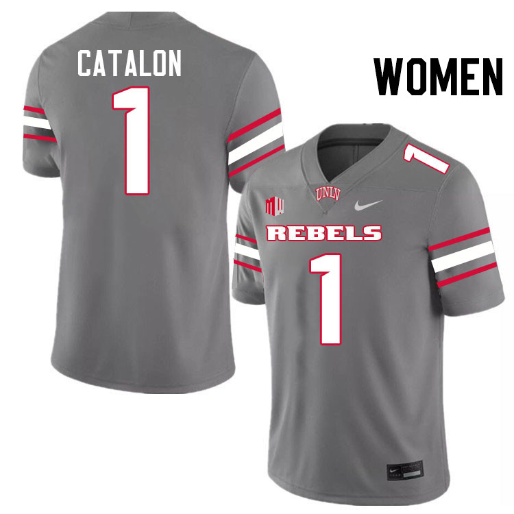 Women #1 Jalen Catalon UNLV Rebels College Football Jerseys Stitched-Grey